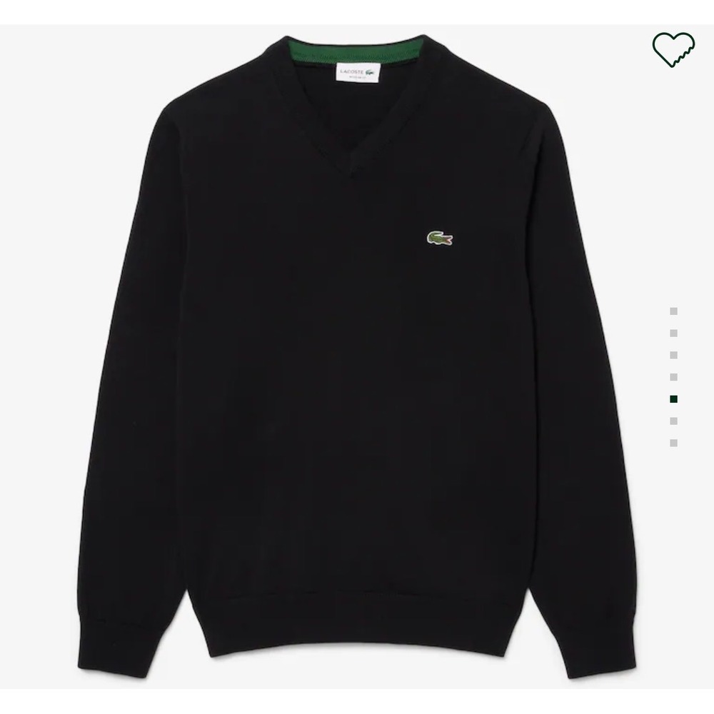Lacoste Black V‎ Neck Long Sleeve Cotton Sweater Men's Size XXL
